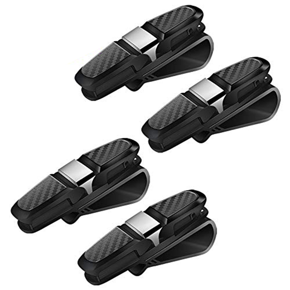 

4pcs Carbon Fiber Look Car Sun Visor Sunglasses Holder Auto Glasses Clip, 501 Original