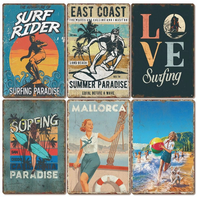 Beach Artistic Letter Landscape Iron Mural Wall Art