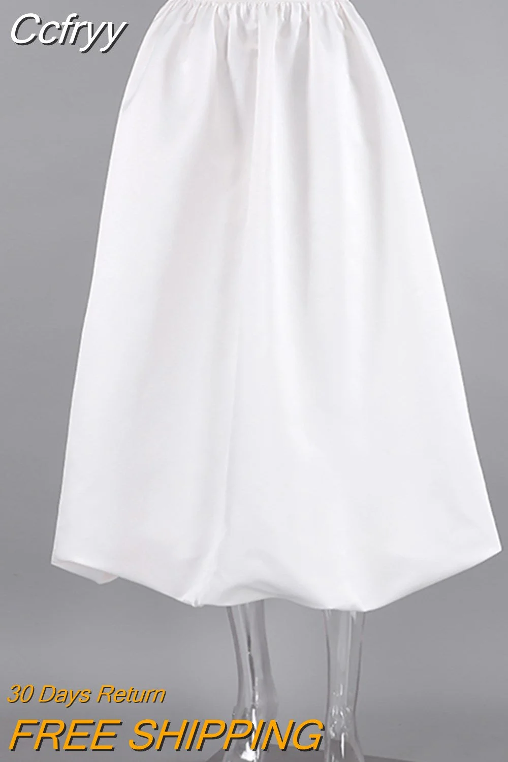 Huibahe Elegant Women White Ball Gown Skirts Chic Women Party High Waist Midi Skirts Spring 2023 Pleated Long Skirts Female