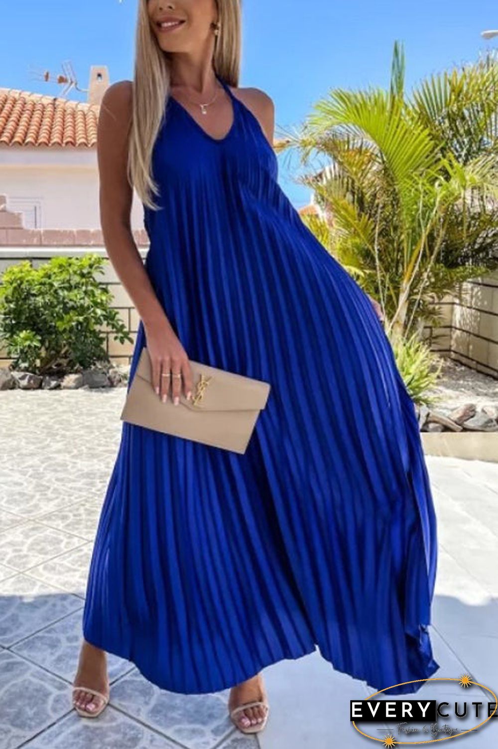 Breeze Slip Pleated Maxi Dress