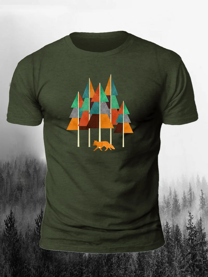 Geometric Landscapes Print Short Sleeve Men's T-Shirt in  mildstyles