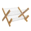 Bamboo Folding Dish Drainer Kitchen Storage Rack Tableware Dish Sink Storage Rack