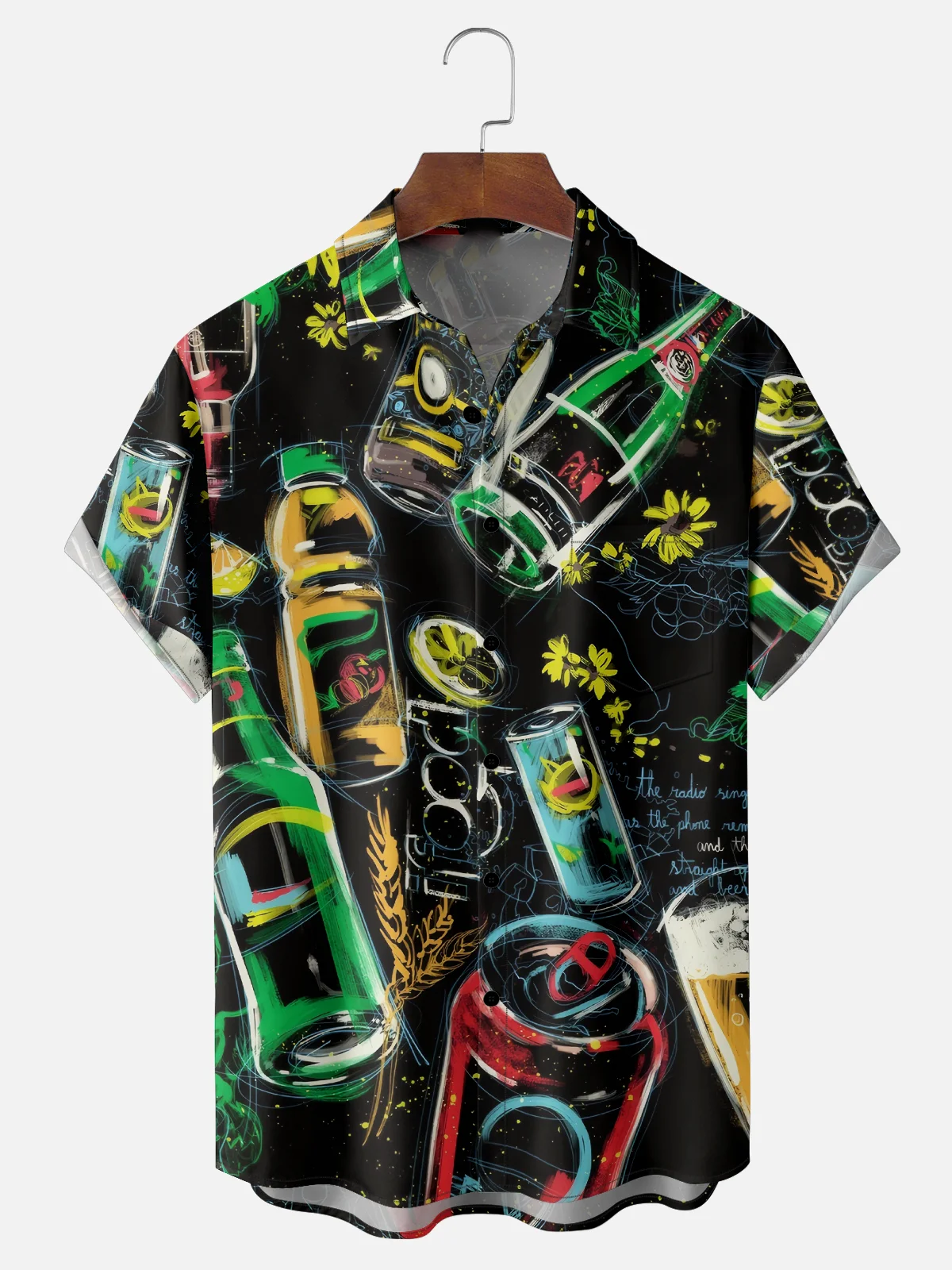 Moisture-wicking Oktoberfest Fun Beer Art Chest Pocket Casual Shirt PLUSCLOTHESMAN