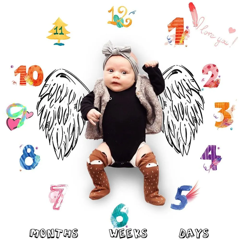 Newborn baby Monthly Growth Milestone Blanket photography props Background Cloth Commemorate Rug Mat baby accessories