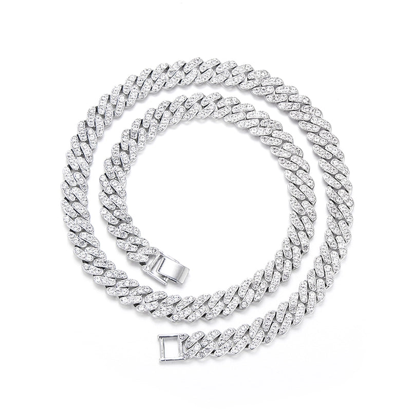 1PC New Arrival Gold Jewelry Man Silver Plated Color Letter ICE Charm Necklace Bling Bling Hip Hop Crown Design Jewelry With Cuban LInk Chain