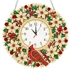 Acrylic Special Shape Xmas Wreath Bird Diamond Pearl Painting Clock Handicraft Hanging Kit