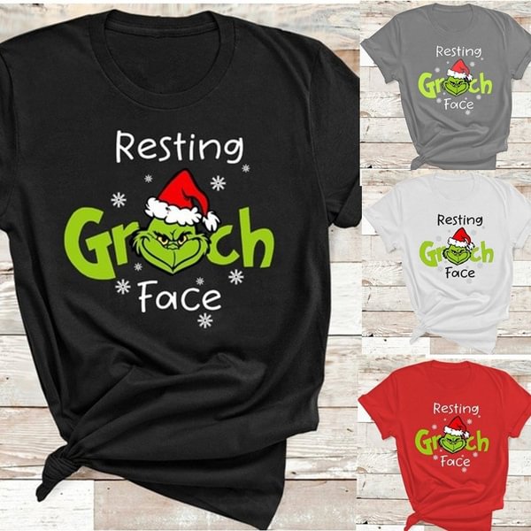 Resting Grinch Face Shirt, Grinch Shirt, Christmas Shirt, Xmas Shirt, Funny T Shirt, Graphic Tee, Women T Shirt, Cotton T Shirts - Shop Trendy Women's Clothing | LoverChic