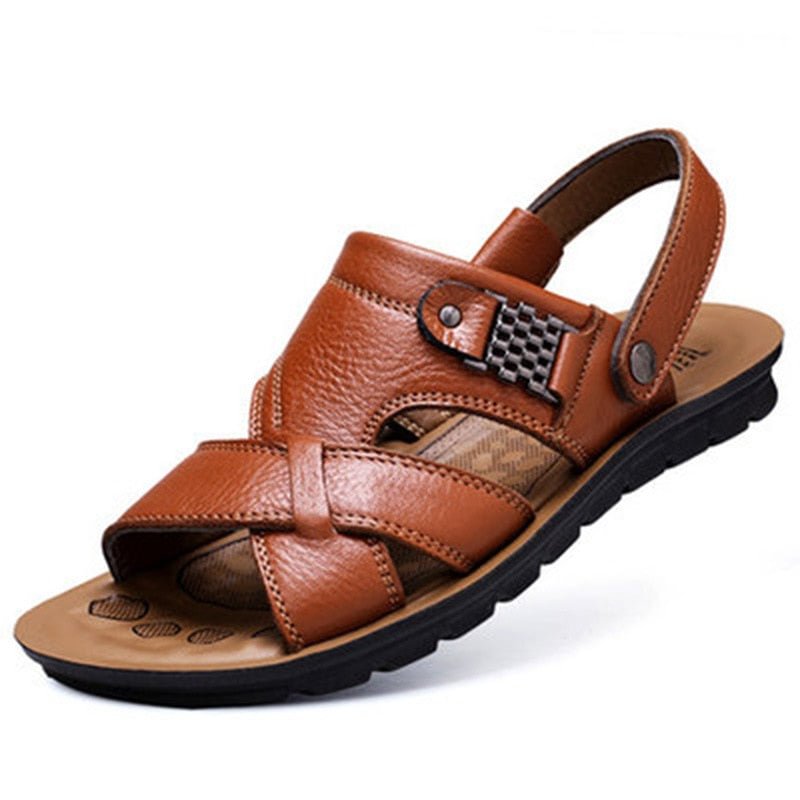 Men Sandals Summer Leather Sandals Classic Men Shoes Slippers Breatable Men Roman Outdoor Walking Footwear Big Size 48 Сандалии