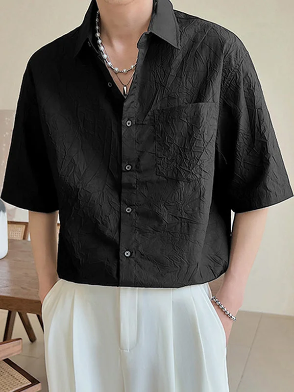 Aonga - Mens Crinkle Texture Half Sleeve ShirtJ