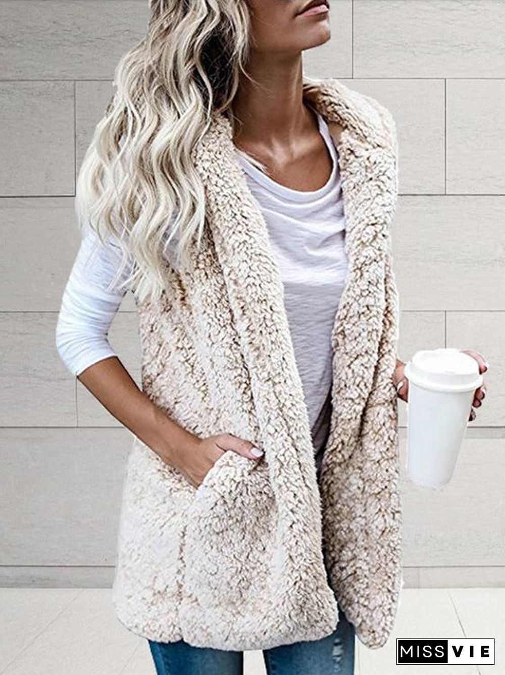 Sleeveless Warm Women Coat With Hood