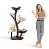 [US Local Warehouse] 59In Flower Shaped Cats Tree with Scratching Posts Unique Nest Jumping Platform Tower Dtachable Multi Level Pets Furniture for Large & Multi-Cat Homes