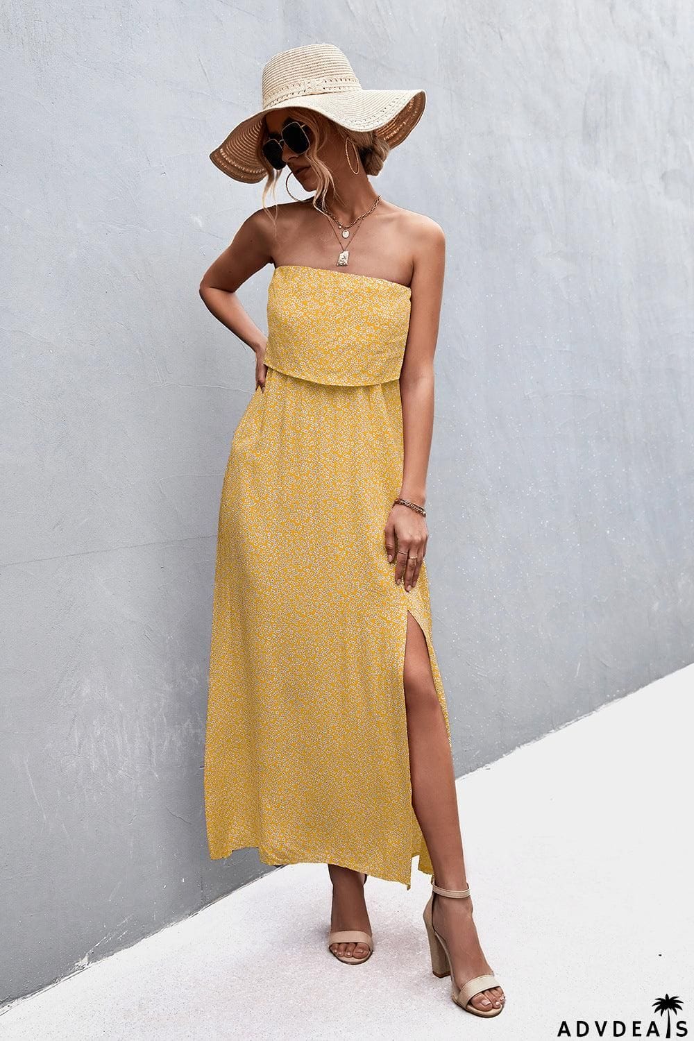 Strapless Split Maxi Dress
