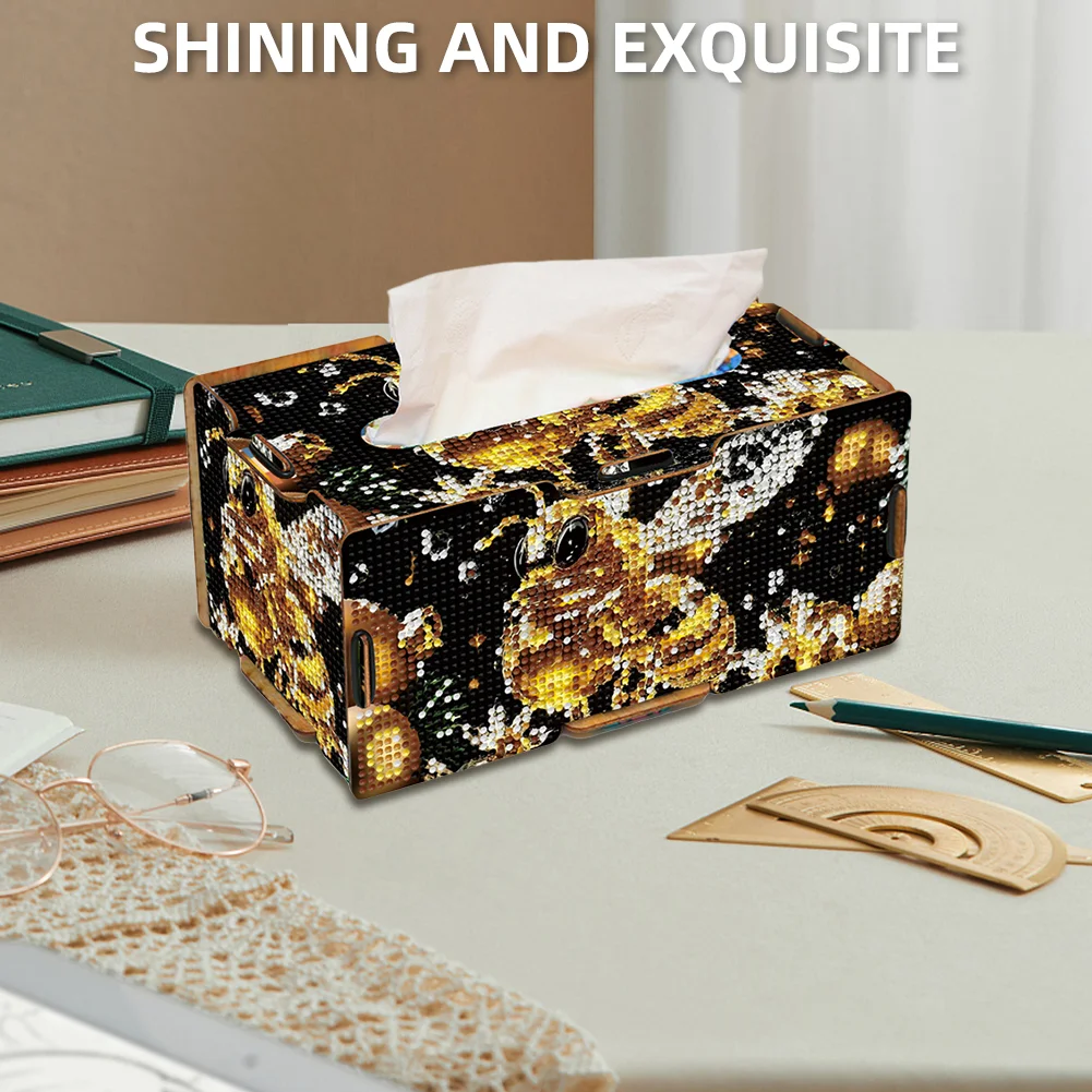 Diamond Painting Tissue Box Kits Decorative Rhinestone Craft Kit (Golden Bee)