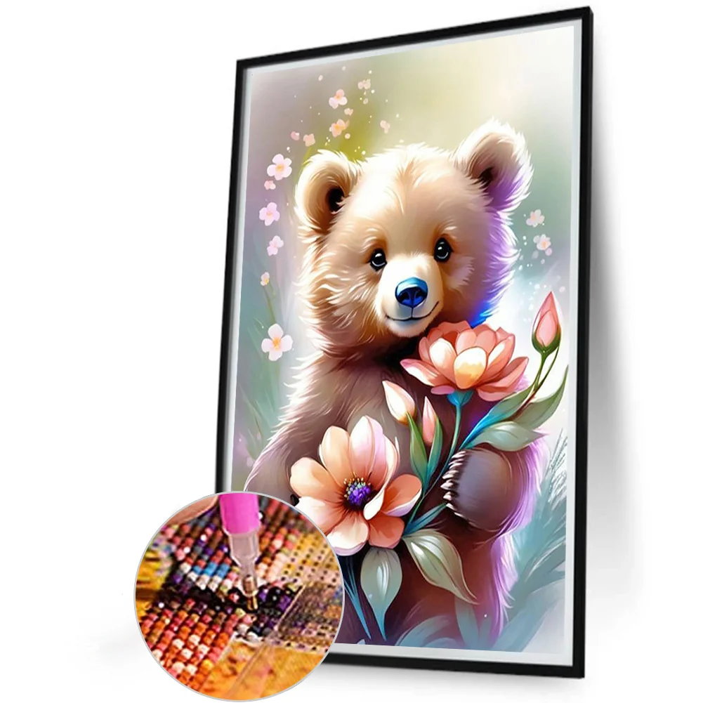 Diamond Painting - Full Round Drill - Flower Bear(Canvas|40*60cm)