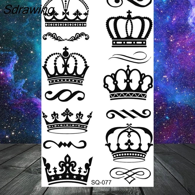 Sdrawing Mountain Temporary Tattoos For Women Adult Crown Wings Butterfly Flower Cros Henna Fake Tattoo Small Tatoo Paper