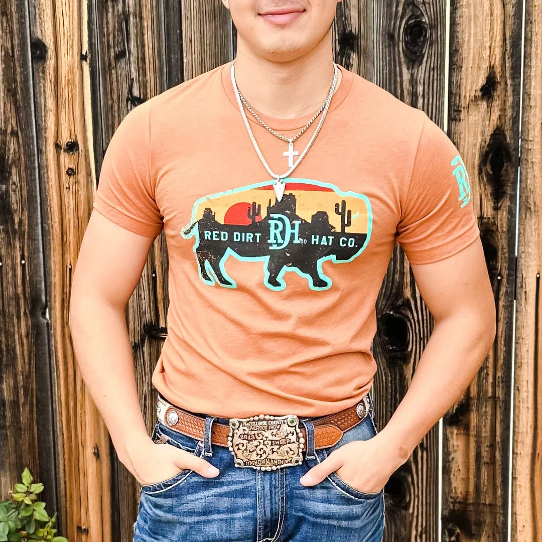 Vintage Western Orange Print T-Shirt