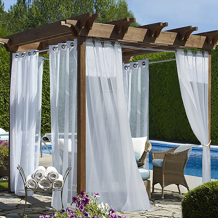 Outdoor Sheer Voile Semi-shading Waterproof Curtains 1Pcs-ChouChouHome