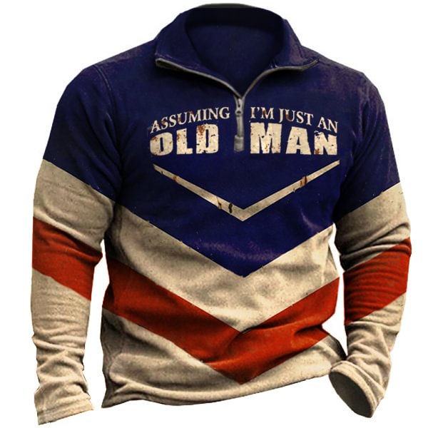 Old Men Was Your First Mistake Men's Retro Garage Henley Zipper Sweatshirt