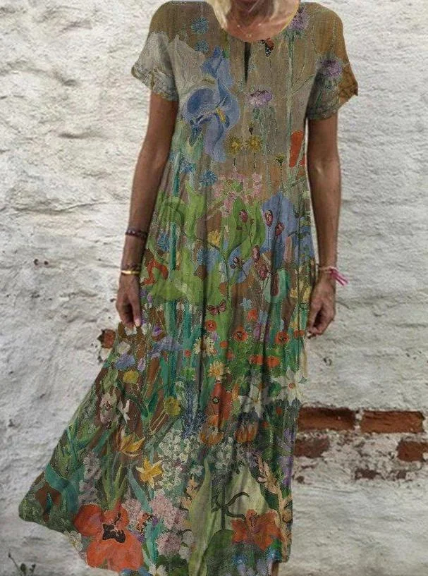 Cotton-Blend Holiday V Neck Dresses | EGEMISS