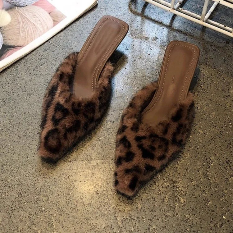 Yyvonne Casual Hairy Half-Slippers Women Wear 2025 New Autumn And Winter Korean Version Of The Pointed Lazy Comfortable Single Shoes