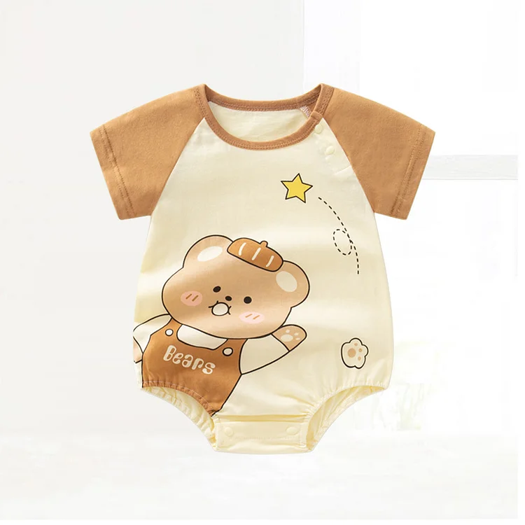 Baby Newborn Print Animal Block Color Bodysuit
