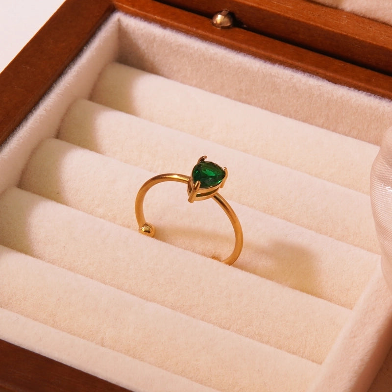 Tropical Minimalist Cool Style Triangle Geometric 304 Stainless Steel Artificial Rhinestones 18K Gold Plated Inlay Open Rings