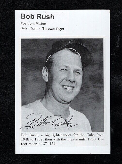 1948/57 BOB RUSH-CHICAGO CUBS AUTOGRAPHED VINTAGE 4X6 BOOK Photo Poster painting-d.2011