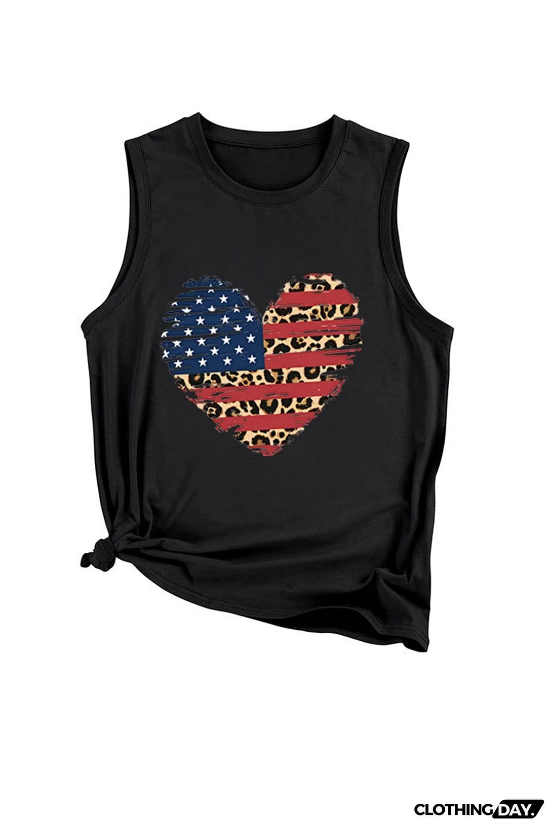 Peach Heart Flag Graphic Sleeveless T-shirt