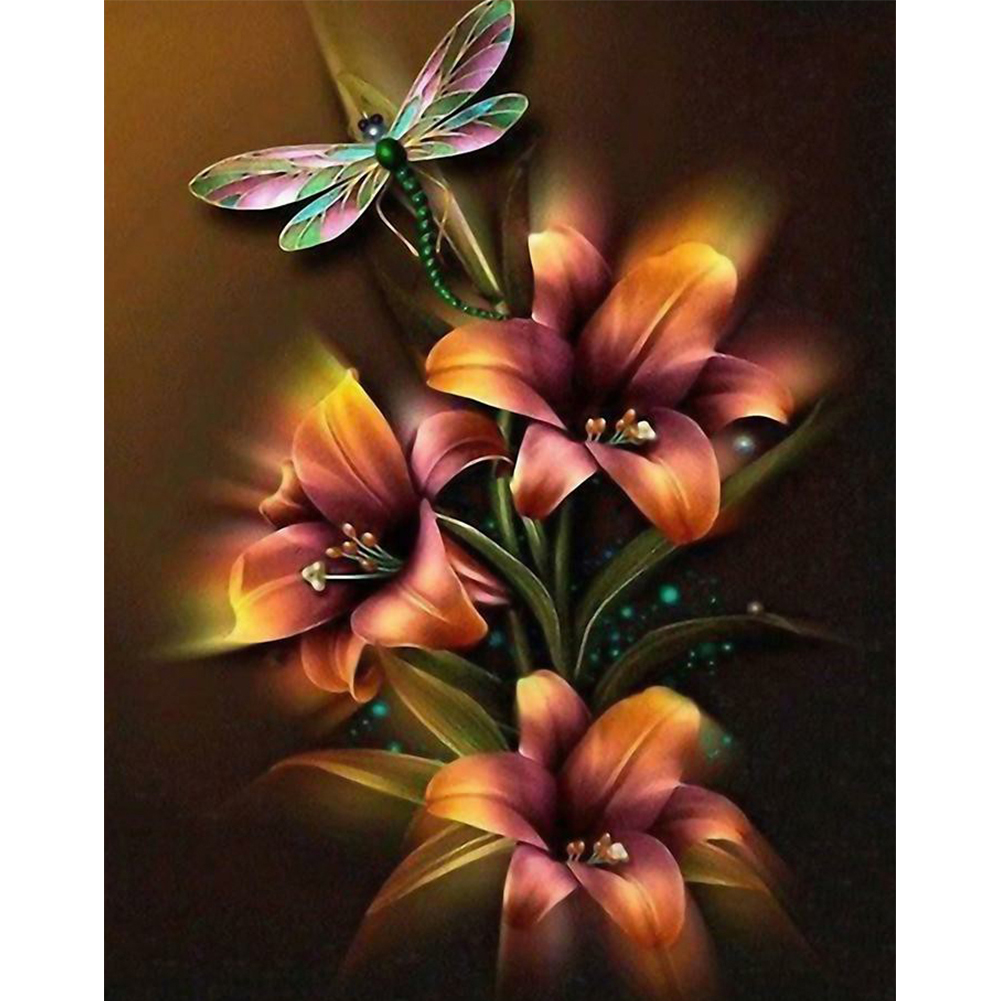 

Lily and Dragonfly - Square Drill Diamond Painting - 40*50CM, 501 Original