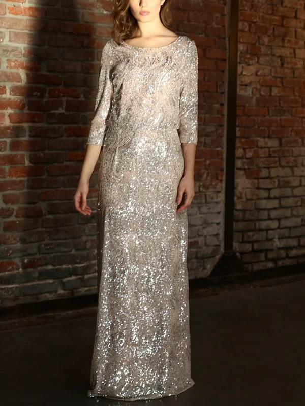 V-neck Long Sleeves With Print Maxi Dress