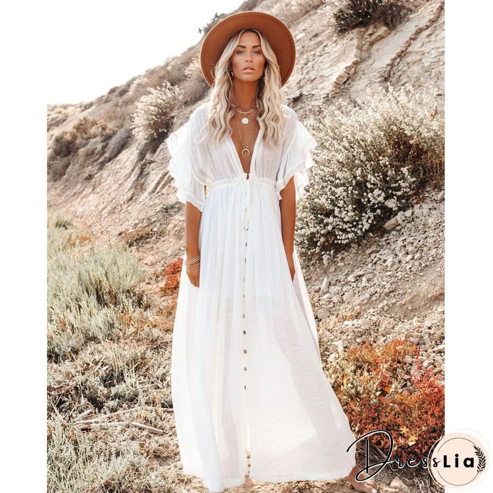 Women Summer Boho Party Beach Sleeveless White Color Backless Dresses Ladies High Waist Long Maxi Dress Sundress