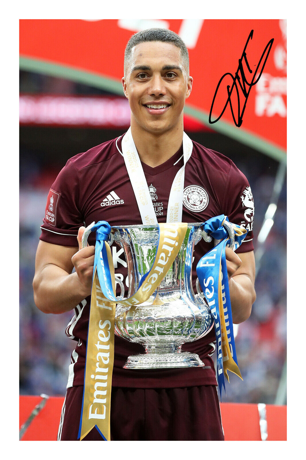 Youri Tielemans Leicester City FC FA Cup Winners Squad Signed A4 Photo Poster painting Print