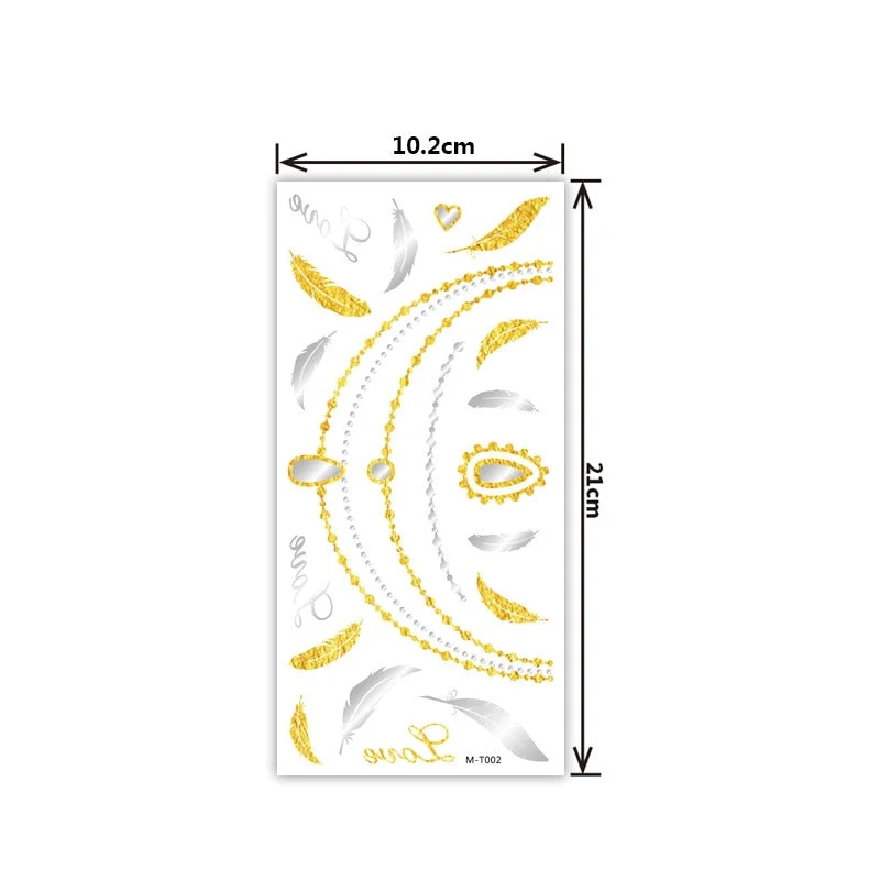 Creative personality exquisite fashion waterproof sweat gold and silver tattoo stickers bronzing and silver tattoo stickers
