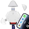 3-in-1 Memory Card Reader for iPhone/iPad, USB C and USB A devices supports SD/TF