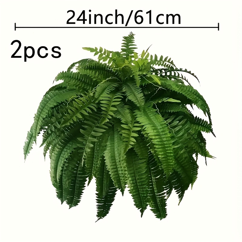 Lifelike Artificial Boston Fern - 2pcs Faux Greenery Swags for Indoor/Outdoor Decor, Easy Maintenance