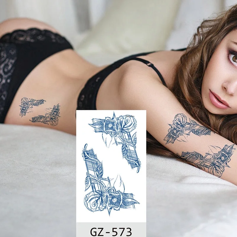 Temporary Waterproof Tattoos Stickers Sad Broken Heart Juice Ink Lasting Boy Girl Arm Chest Neck Shoulder Collarbone Fake Tatoo