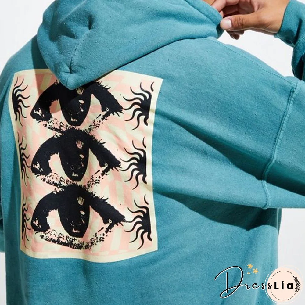 Men's Fashion European Print Loose Hoodie Lh074