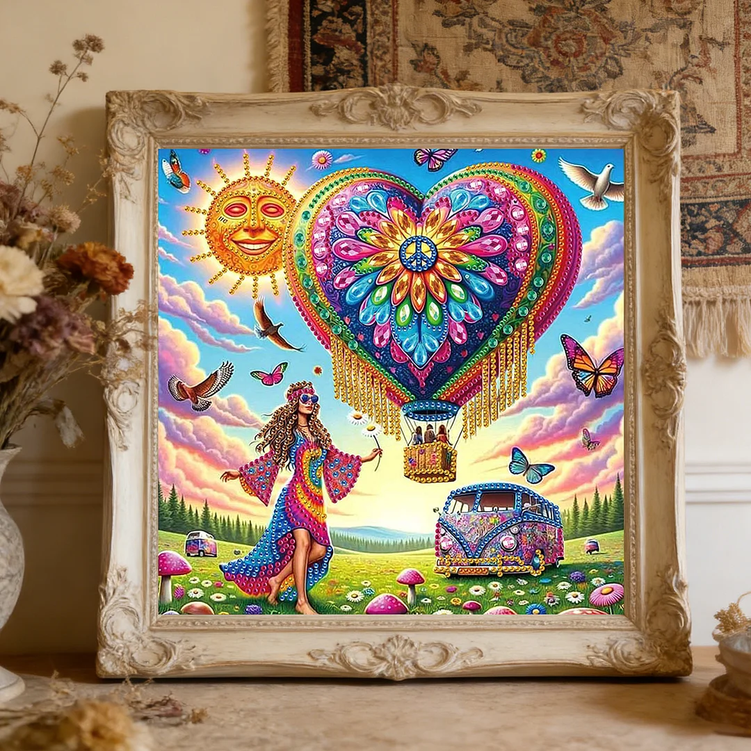 Diamond Painting - Partial Special Shaped Drill - Love and Peace(Canvas|30x30cm)