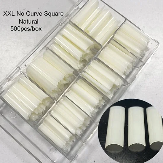 500pcs XXL Extra Long Square Fake Nails Tips No C Curve Straight Nail Manicure Half Cover Acrylic False Nails Set UV Gel Builder-Nail Inspo