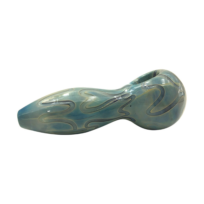 Blue Sparkle Colored Rune Bowl and Nail Glass Spoon Pipe
