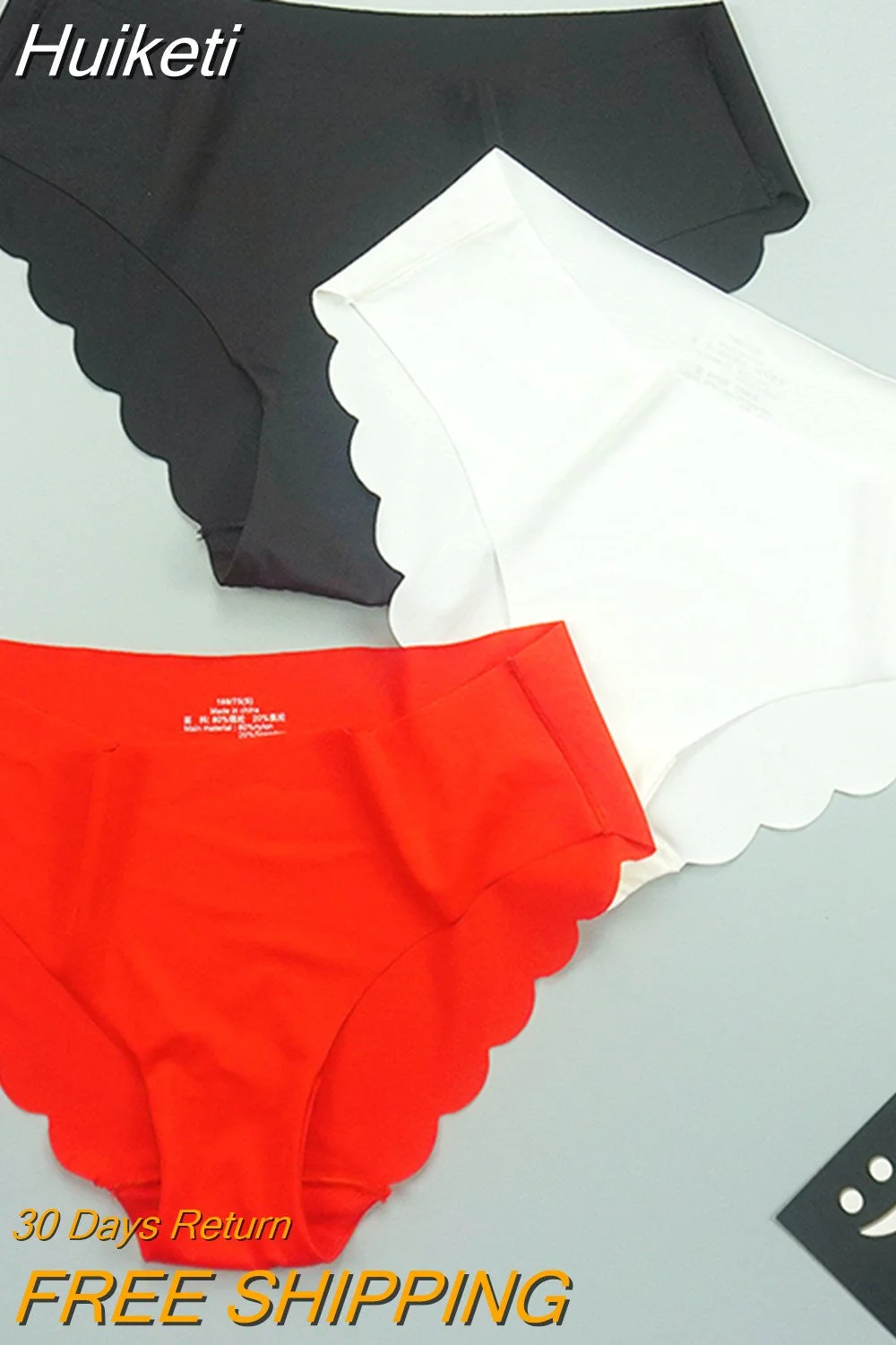 Huiketi Seamless Panties for Women Briefs Ice Silk Sexy Underwear for Girls Comfortable Shorts S-XXL Mid-waist Underpants