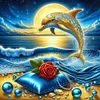 Diamond Painting-DIY Full Round Drill Dolphin(40*40 CM)