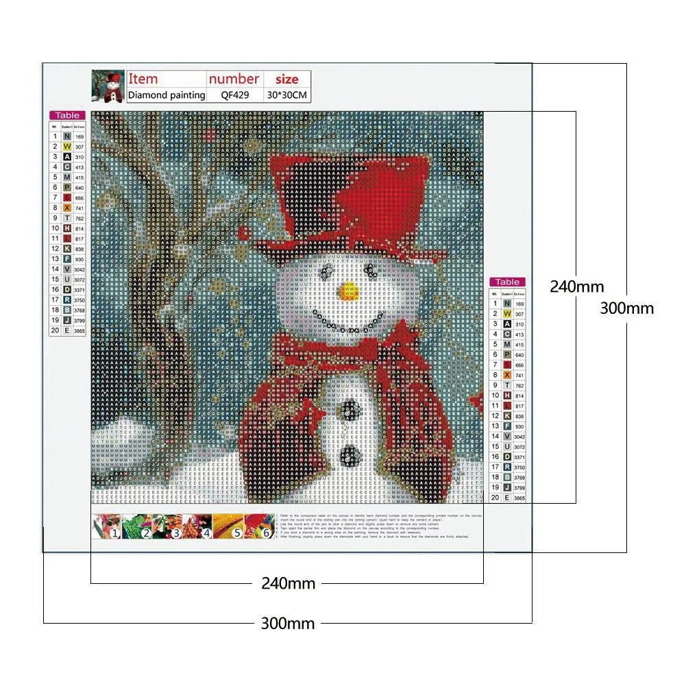 Diamond Painting - Full Round Drill - Christmas Snowman(30*30cm)
