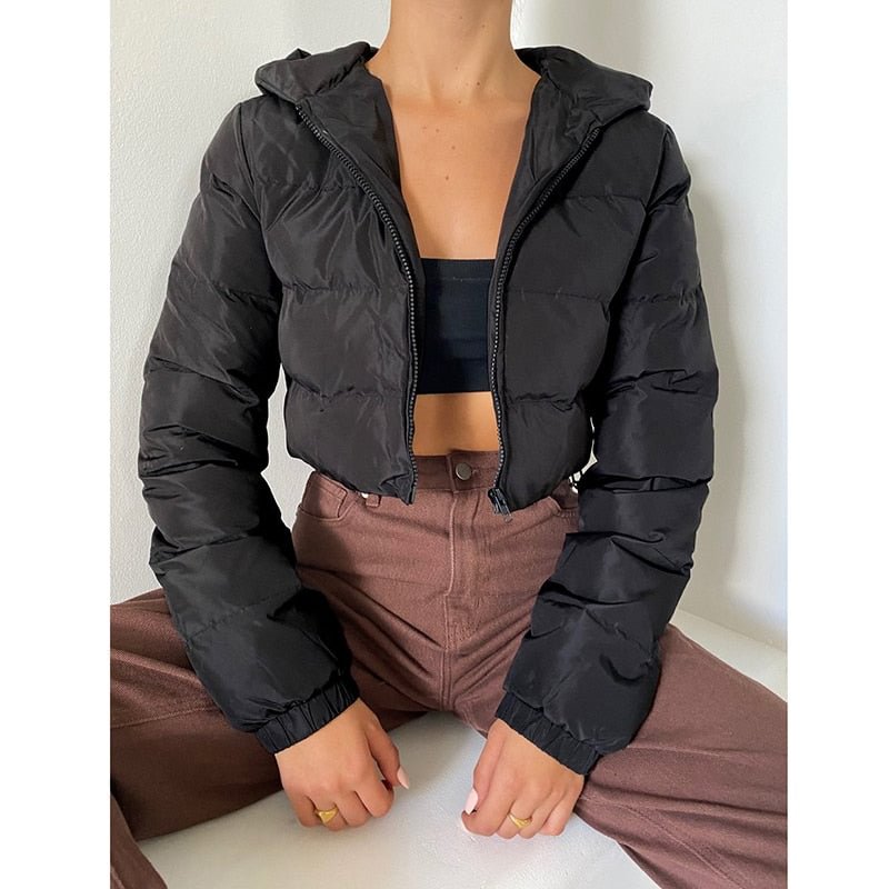 Women Outerwear Warm Long Sleeve Zipper Jacket Coat Solid Short Jacket Autumn Winter Female Puffer Jacket Parkas Mujer Coat y2k