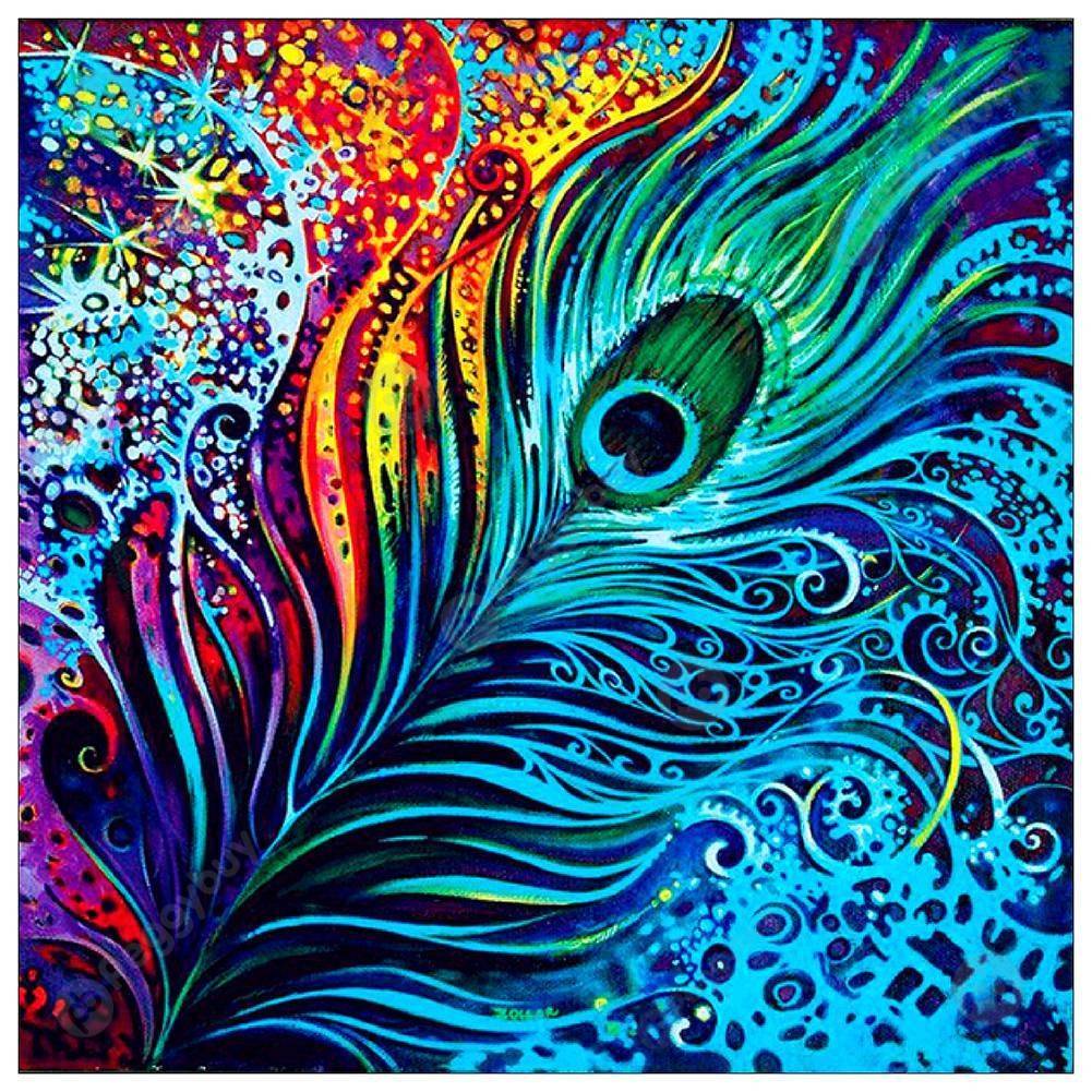

30*30CM Round Drill Diamond Painting-Gorgeous Feather, 501 Original