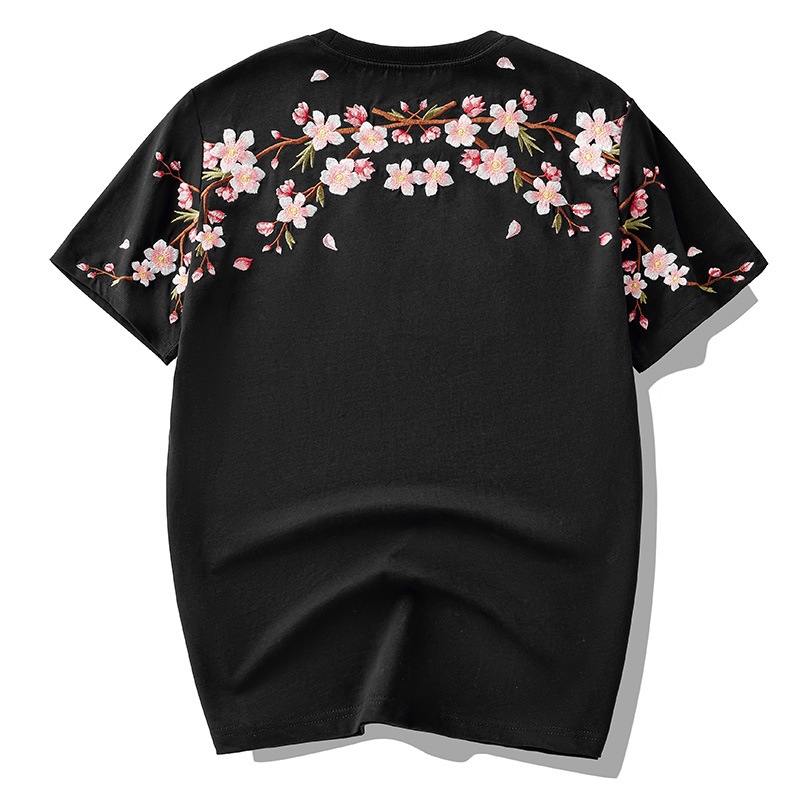 Retro Plum Blossom Embroidered Short-sleeved T-shirt