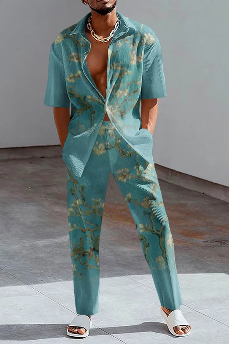 Van Gogh Almond Tree Gradient Shirts And Pants Two Piece Set