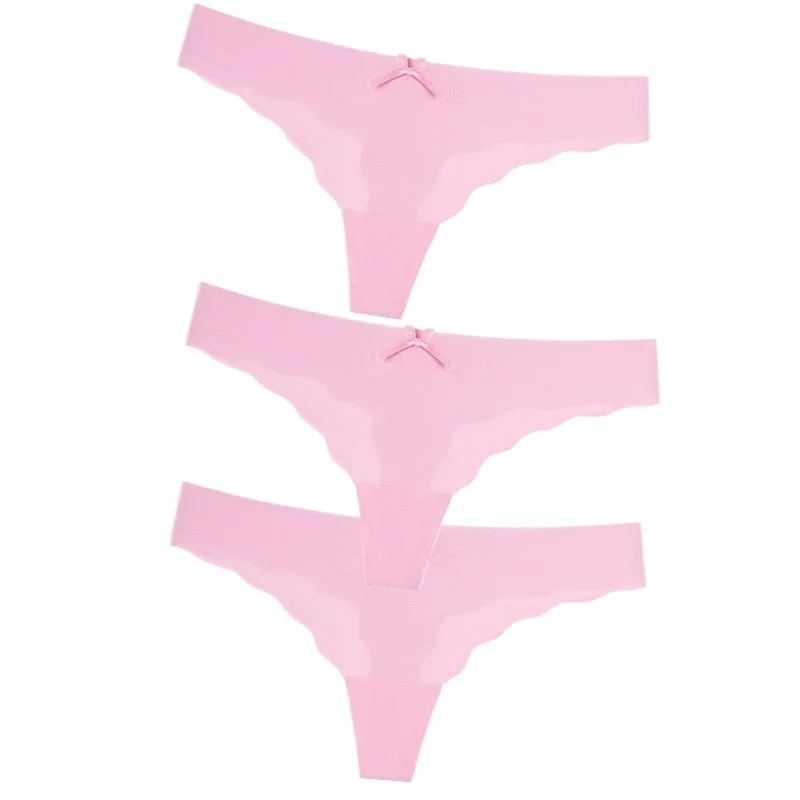 Hot 3Pcs Sexy G String & Thongs Women's Set Panties Solid Female Underwear Mid-Rise Silky Ladies Briefs Comfort Seamless Panties