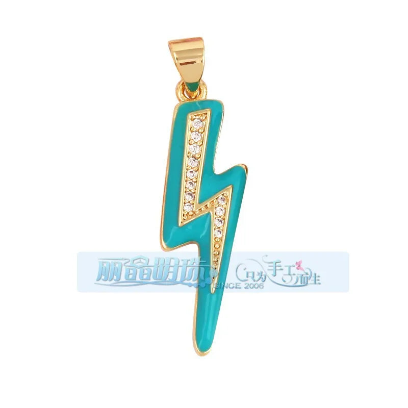1 Piece 27*7.5mm 6*24mm Copper Lightning Pendant Jewelry Accessories