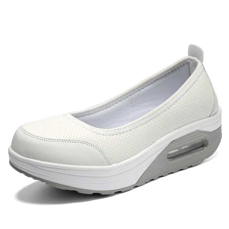 2021 Women Sneakers Flats Loafers Sweet Shallow Comfort Moccasins Slip-on PU Platform Ballet Ladies Vulcanized Shoes New